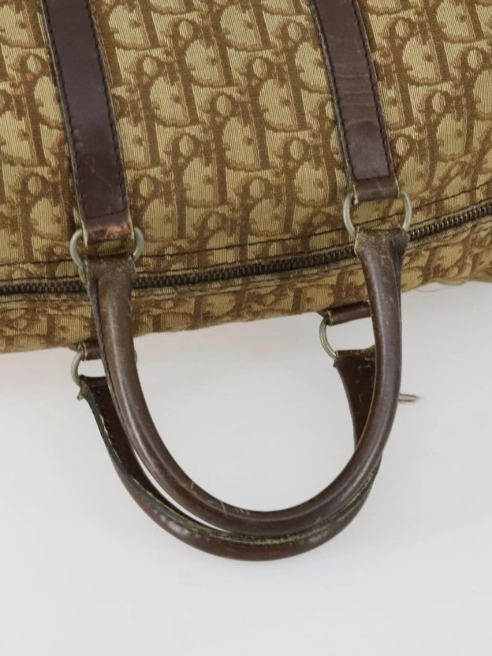 Christian Dior Trotter Canvas Boston Bag Beige Gold Auth 154736 - Picture 8 of 16